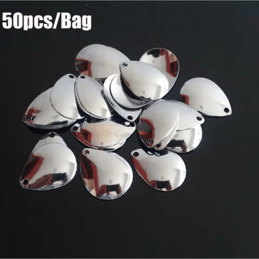 50PCS Nickel Fishing Spinner Blades For Flattie Plaice Rigs 0