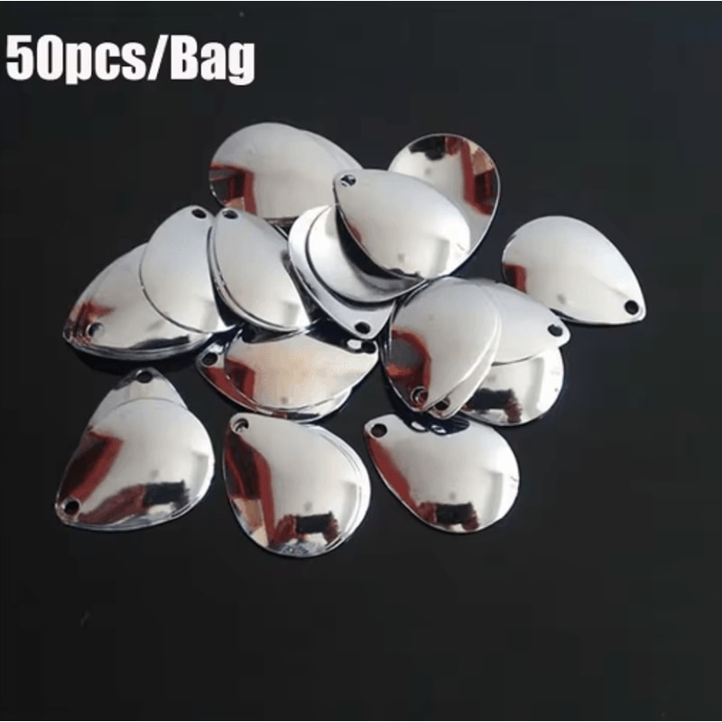 50PCS Nickel Fishing Spinner Blades For Flattie Plaice Rigs 0