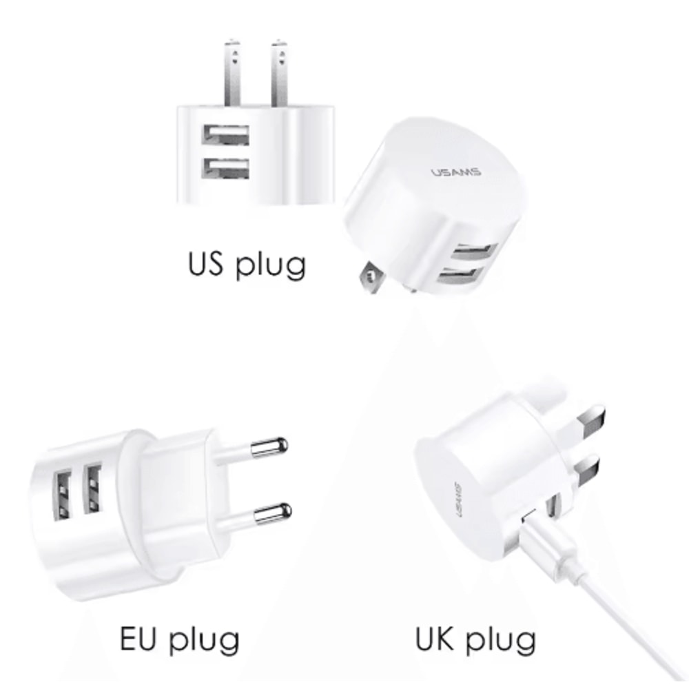 Dual USB Wall Charger With Fast 5V 21A Mobile Charging 4