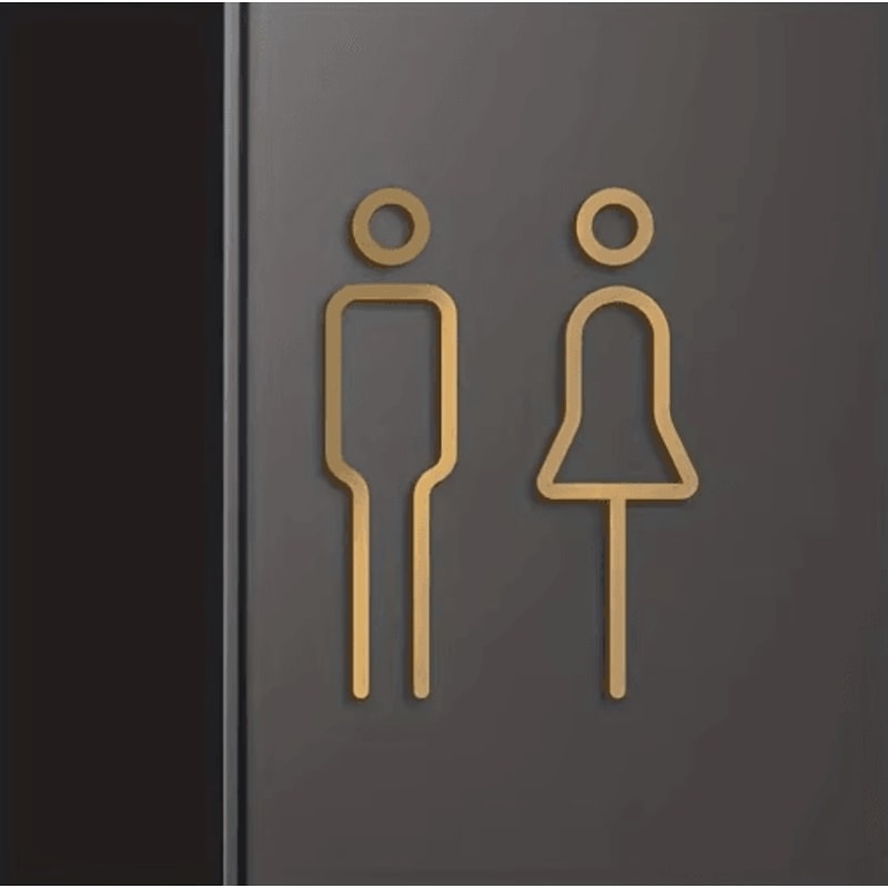Brass Toilet Sign Plate For Washroom Bathroom Door Labeling 0
