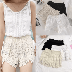 boho high waist crochet shorts for women summer beach style