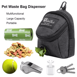 portable dog treat training pouch with poop bag dispenser