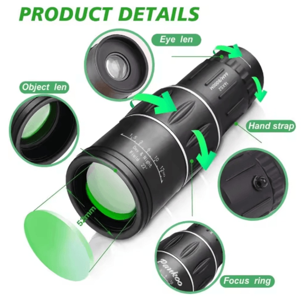16x52 HighPower Monocular Telescope With Dual Focus LongRange Zoom 6