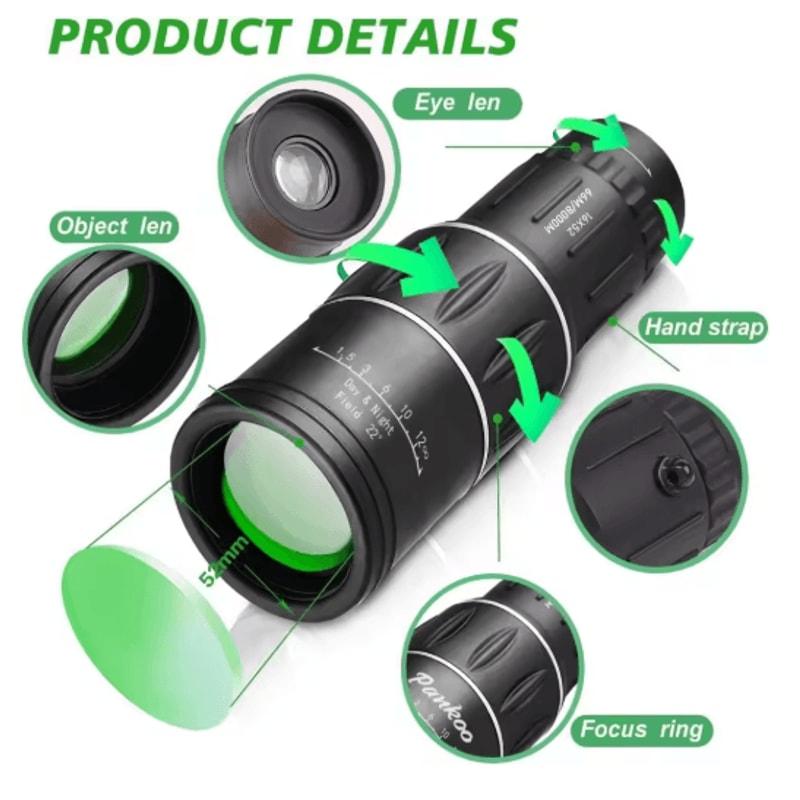 16x52 HighPower Monocular Telescope With Dual Focus LongRange Zoom 6