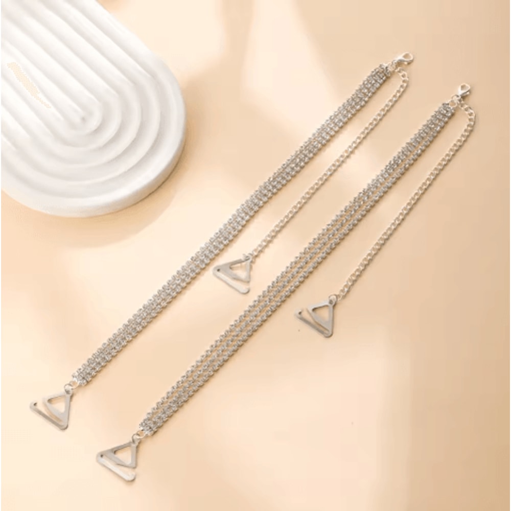 Adjustable Rhinestone Bra Straps With AntiSlip Metal Support 5