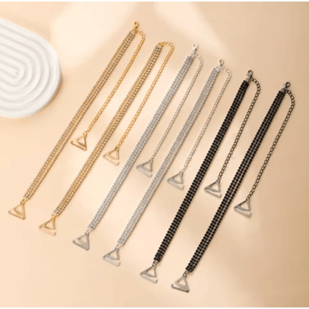 Adjustable Rhinestone Bra Straps With AntiSlip Metal Support 0