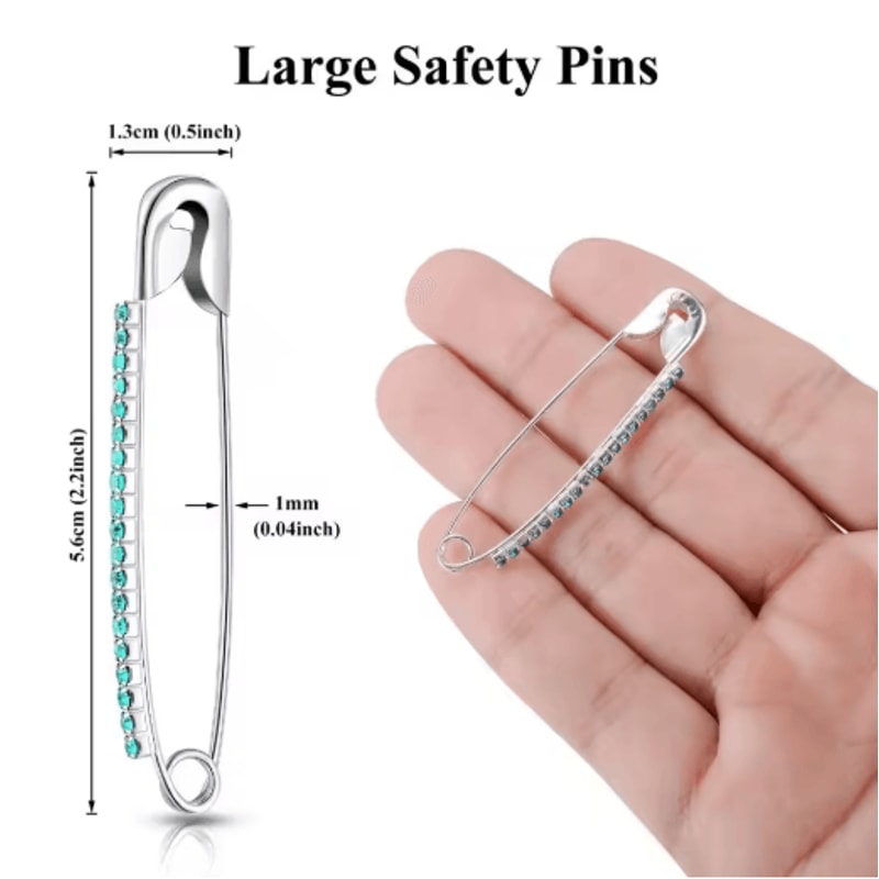 Gold Rhinestone Safety Pin Brooch Clips For Sweaters Shawls Hats 6