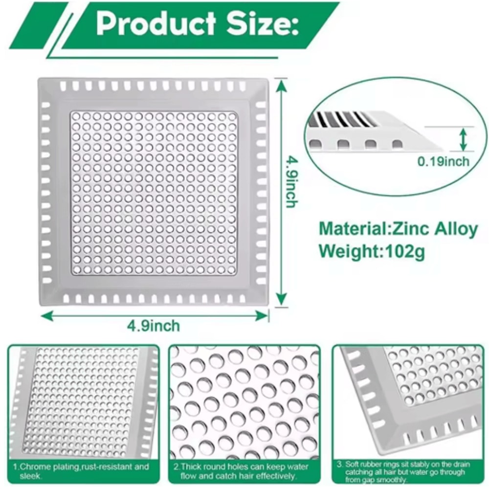 Stainless Steel Shower Drain Hair Catcher Sink Strainer Filter 4