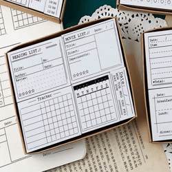 wooden journal stamp set for scrapbooking, planning & daily to-do lists