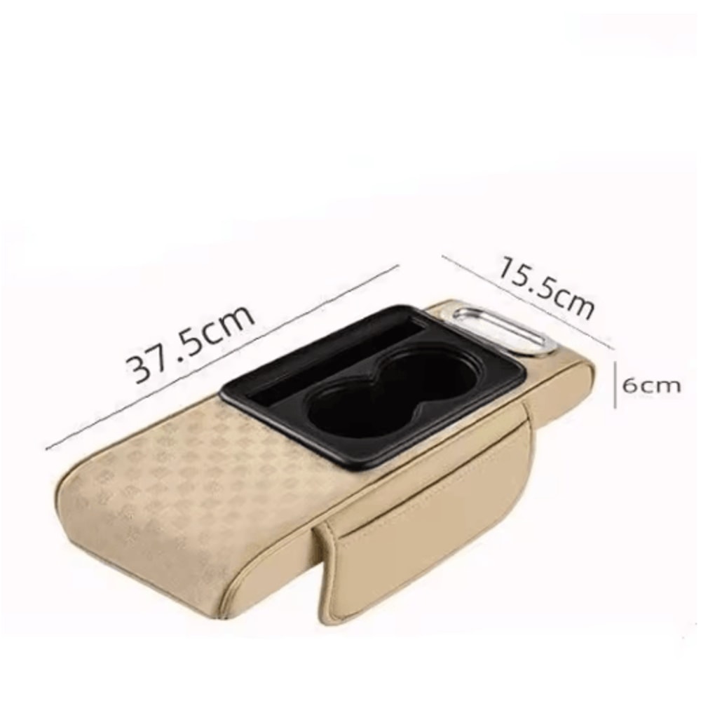 Universal PU Leather Car Armrest Cushion With Cup Holder Tissue Storage 10