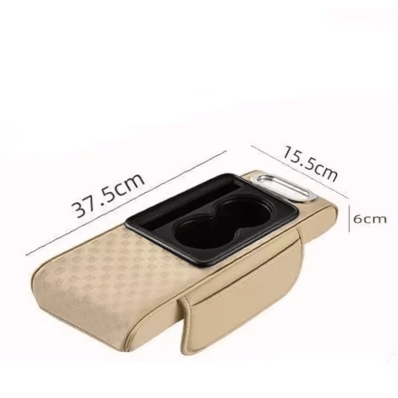 Universal PU Leather Car Armrest Cushion With Cup Holder Tissue Storage 10