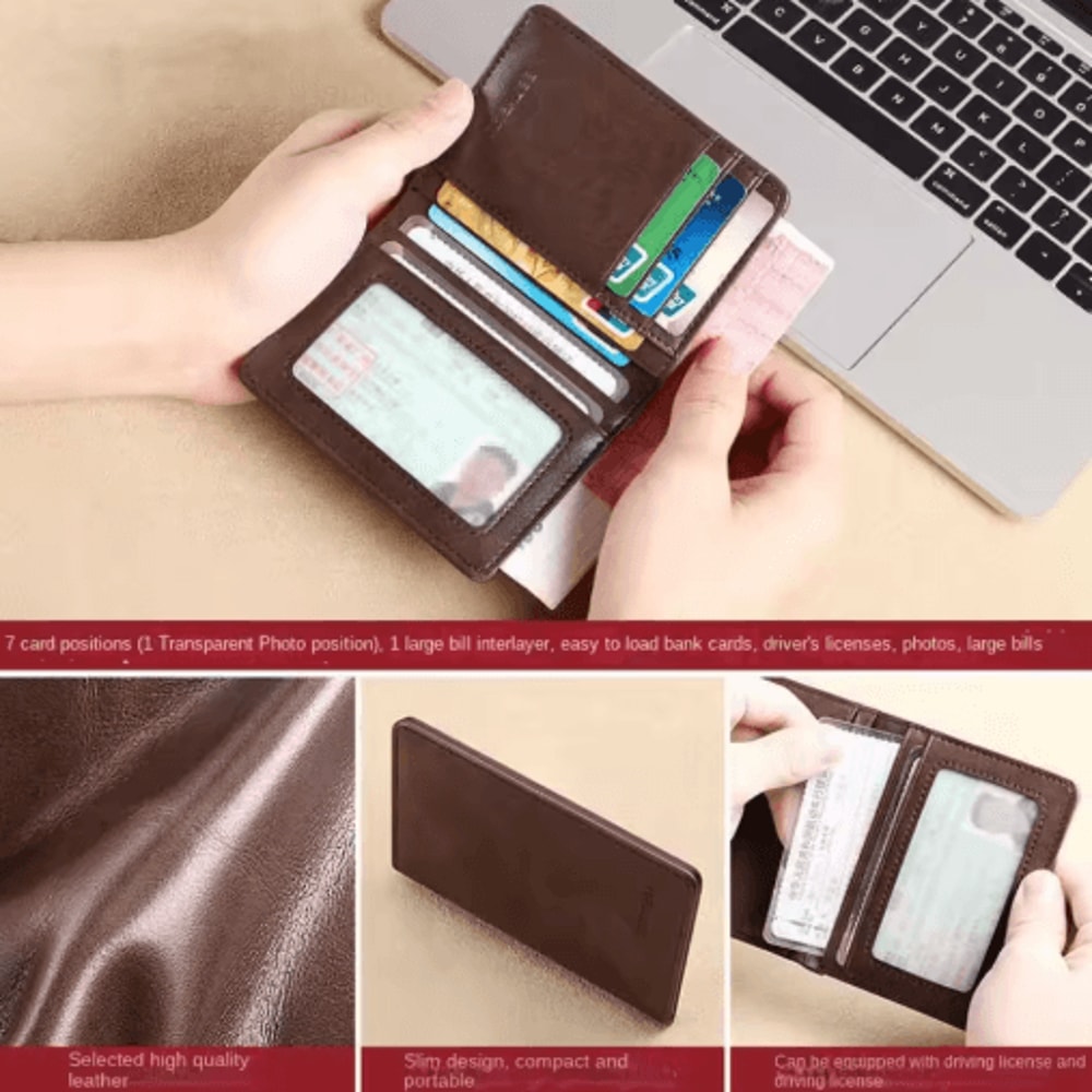 Vintage RFID Leather Mini Wallet For Men With Money Clip 5