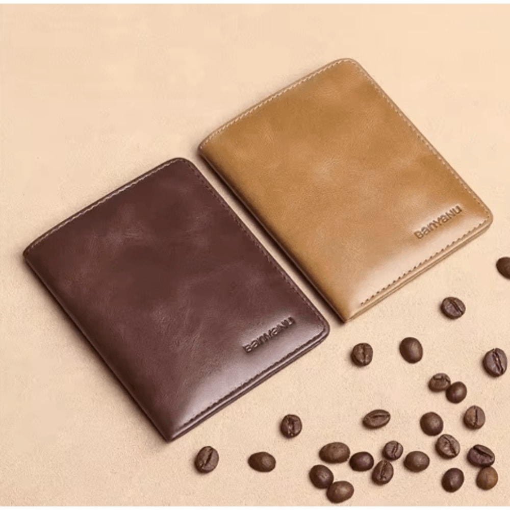 Vintage RFID Leather Mini Wallet For Men With Money Clip 0