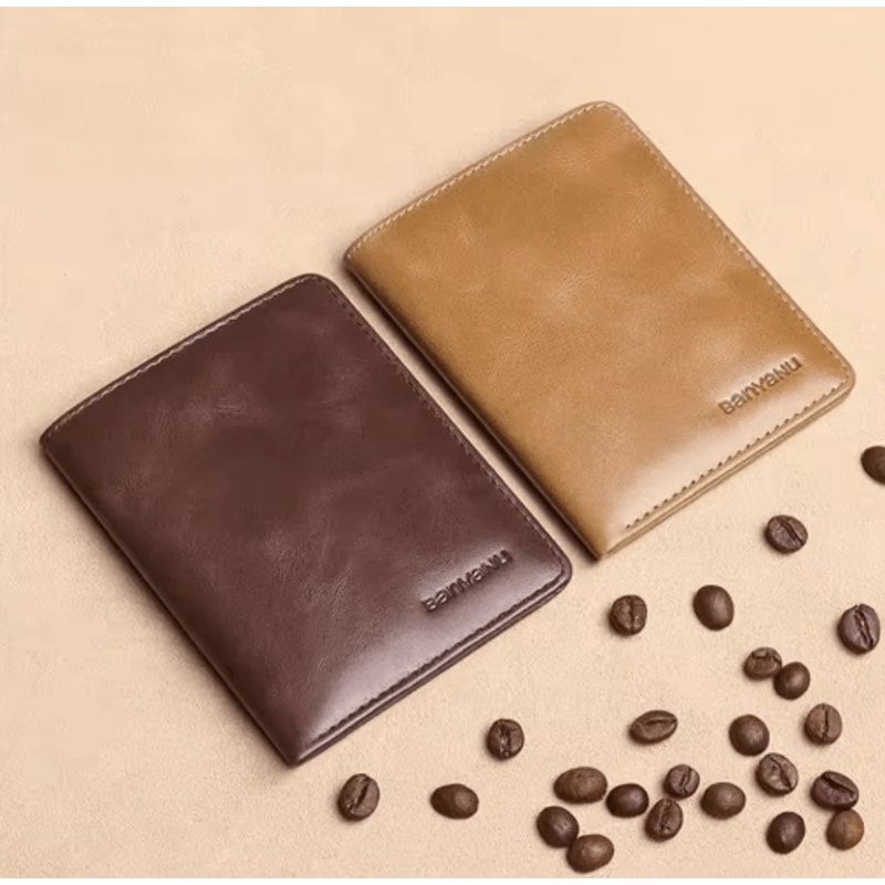 Vintage RFID Leather Mini Wallet For Men With Money Clip 0
