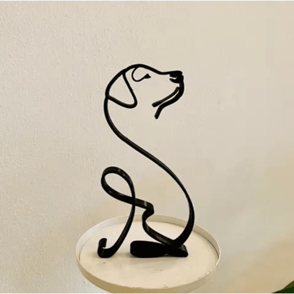 Modern Wrought Iron Dog Sculpture Decorative Animal Figurine 1