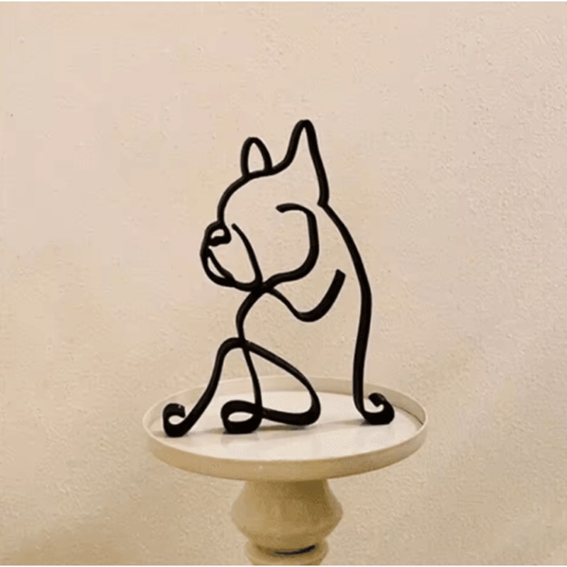 Modern Wrought Iron Dog Sculpture Decorative Animal Figurine 2