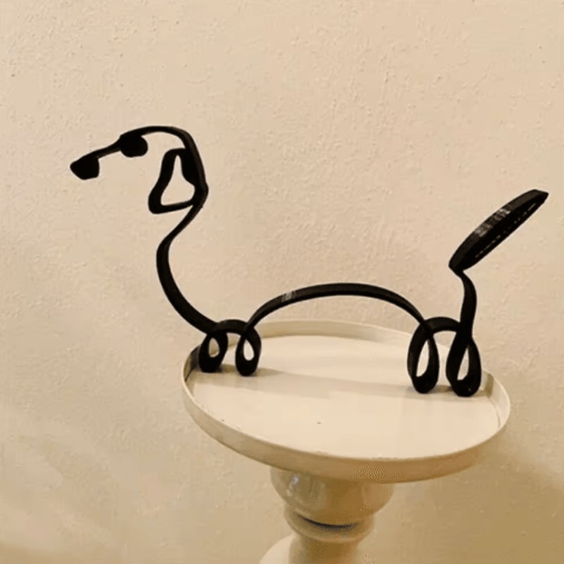 Modern Wrought Iron Dog Sculpture Decorative Animal Figurine 3