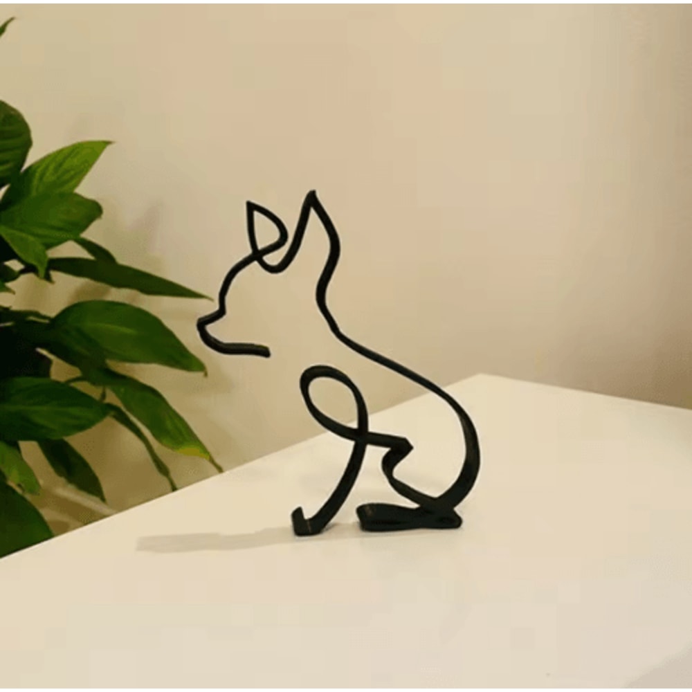 Modern Wrought Iron Dog Sculpture Decorative Animal Figurine 4