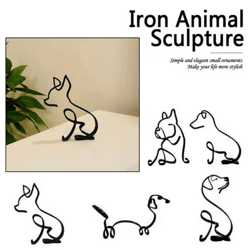 modern wrought iron dog sculpture decorative animal figurine