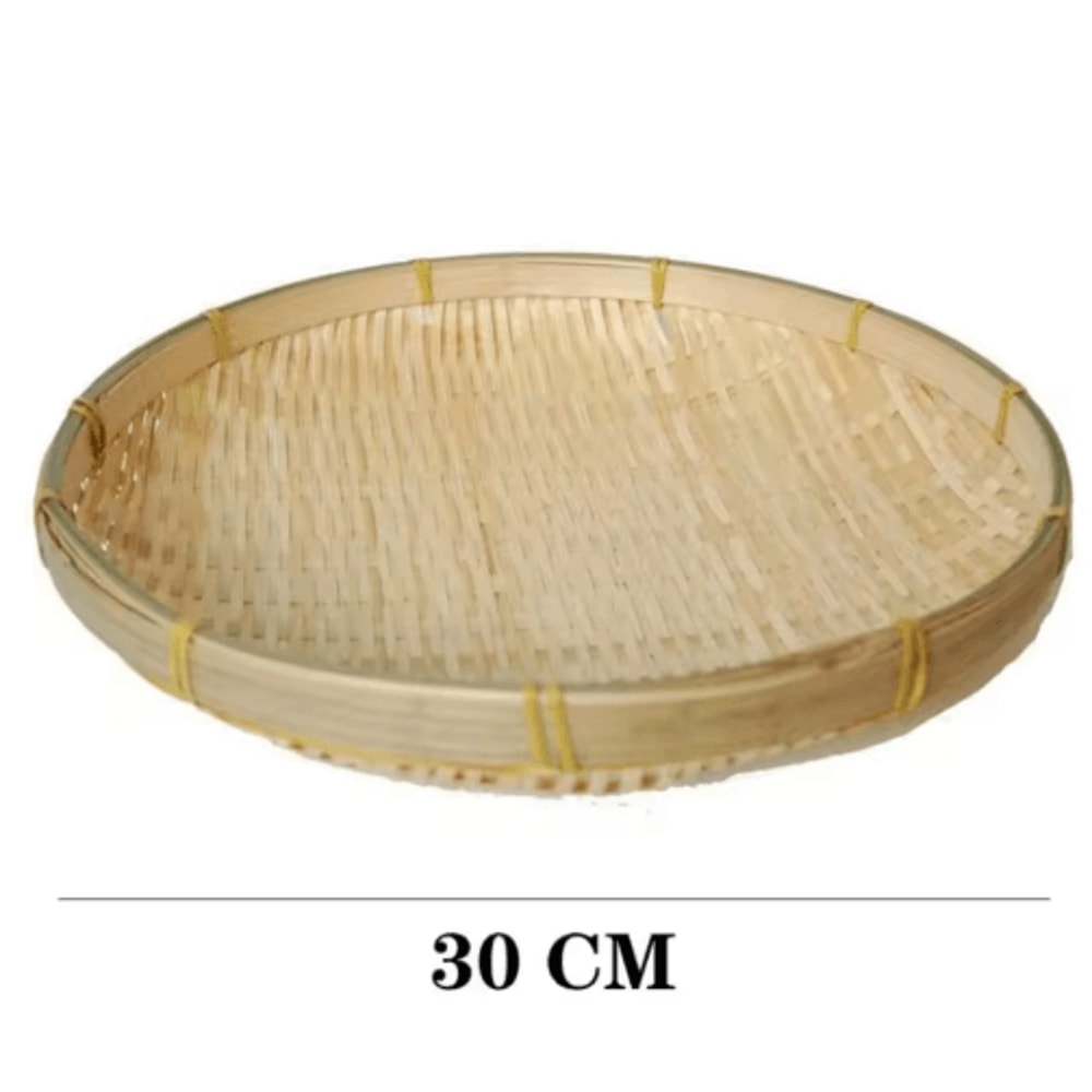 Handmade Woven Bamboo Bread Basket Tray For Kitchen Table Serving 1
