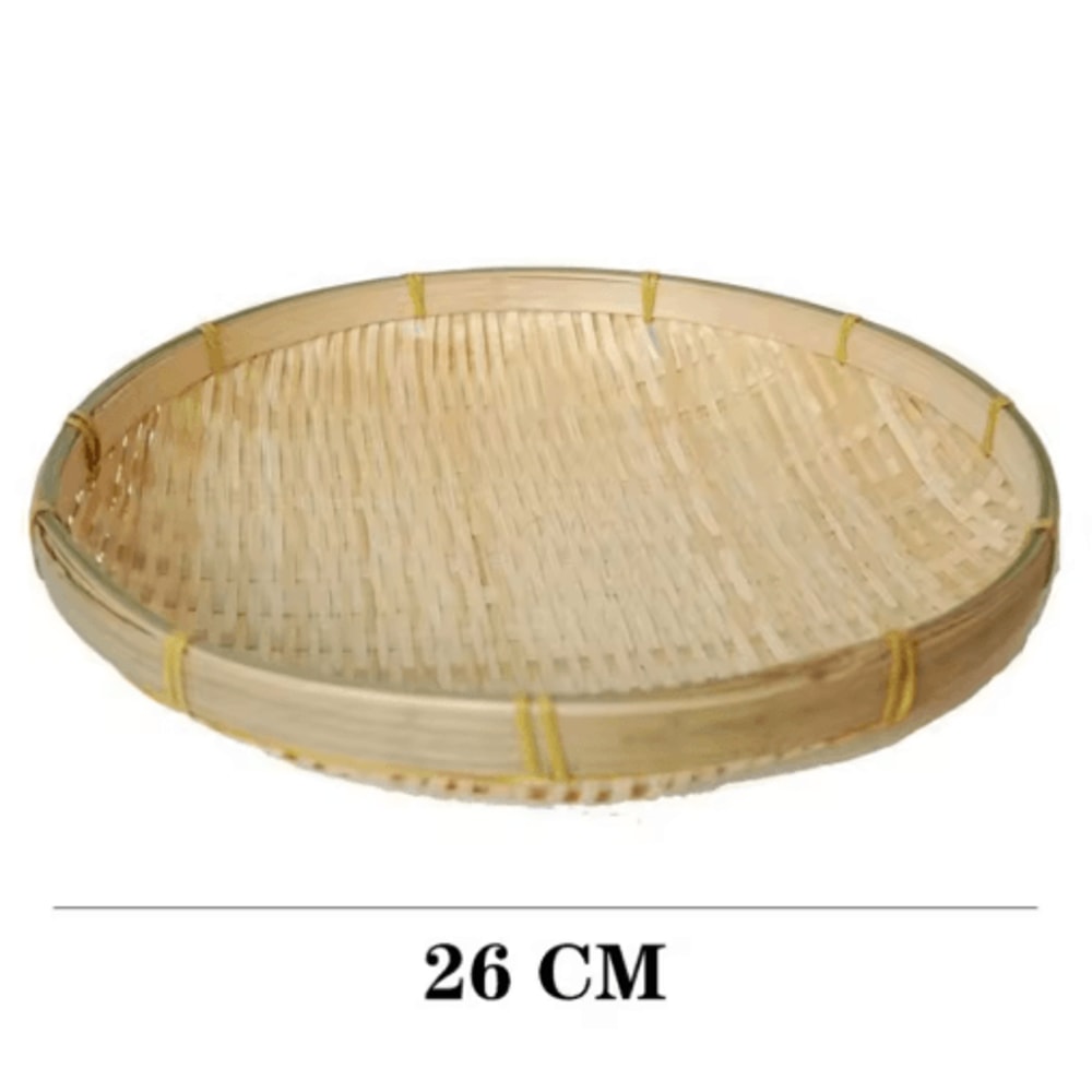 Handmade Woven Bamboo Bread Basket Tray For Kitchen Table Serving 2