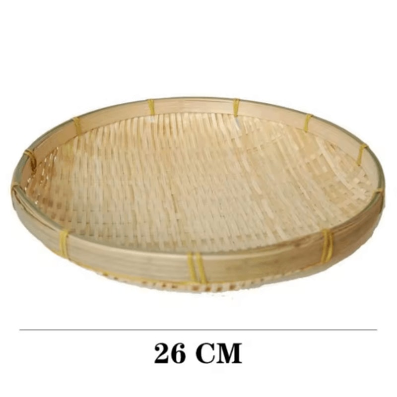 Handmade Woven Bamboo Bread Basket Tray For Kitchen Table Serving 2