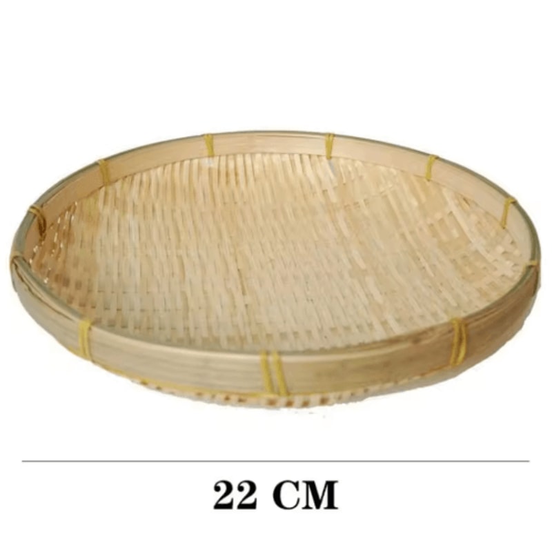 Handmade Woven Bamboo Bread Basket Tray For Kitchen Table Serving 3