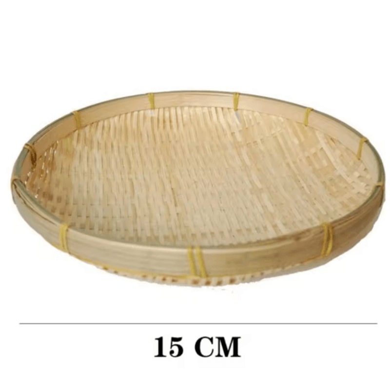Handmade Woven Bamboo Bread Basket Tray For Kitchen Table Serving 4