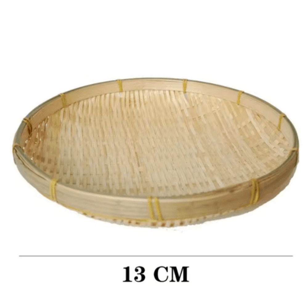 Handmade Woven Bamboo Bread Basket Tray For Kitchen Table Serving 5
