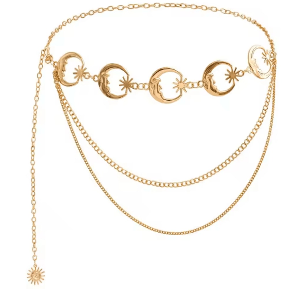Vintage Moon Layered Waist Chain Belt For Womens Dresses Streetwear 2