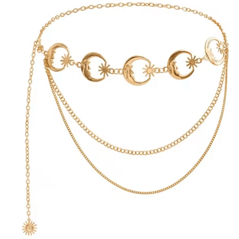Vintage Moon Layered Waist Chain Belt For Womens Dresses Streetwear 2