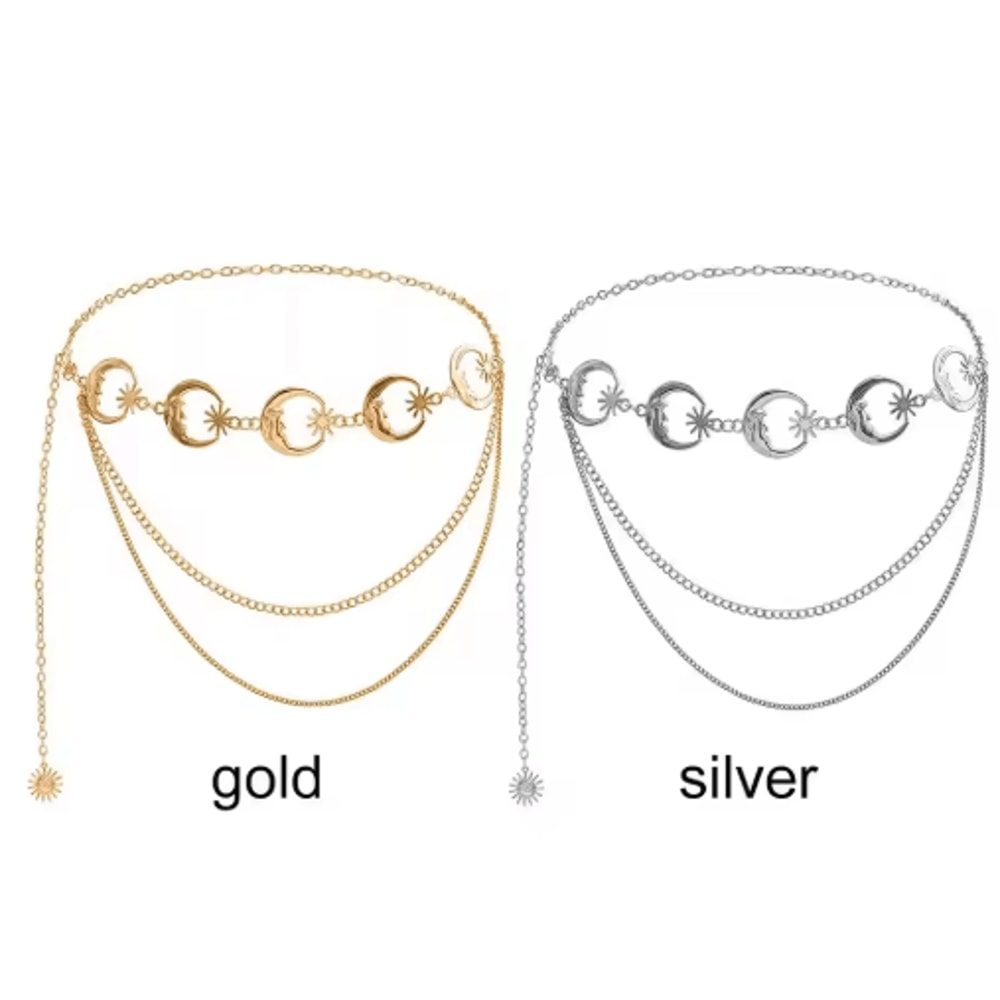 Vintage Moon Layered Waist Chain Belt For Womens Dresses Streetwear 3
