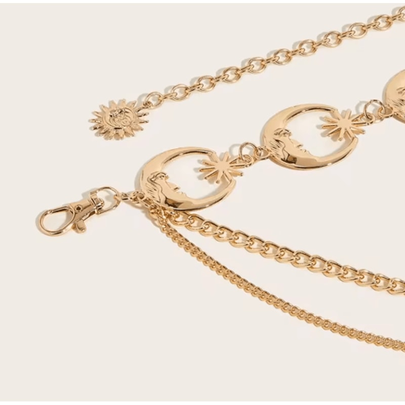 Vintage Moon Layered Waist Chain Belt For Womens Dresses Streetwear 4
