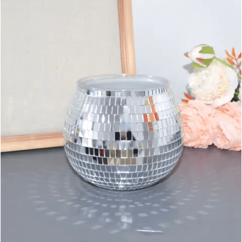 Disco Ball Flower Pot Mirror Vase For Stylish Home Decor 1