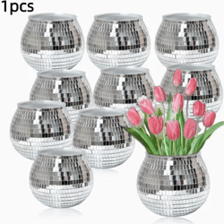 disco ball flower pot mirror vase for stylish home decor