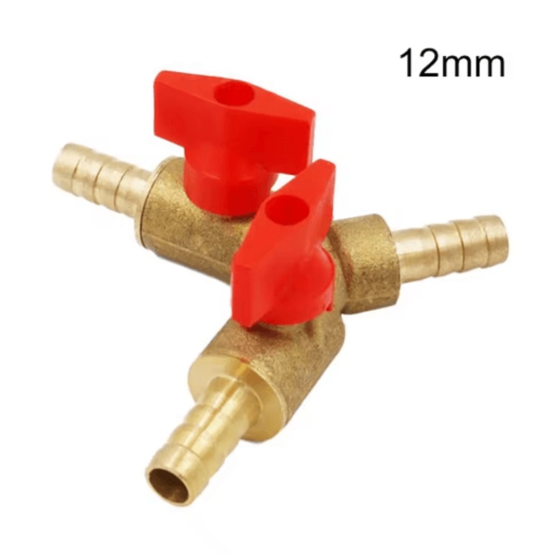 3Way Brass Ball Valve Hose Barb Connector For Fuel Water Air Lines 1