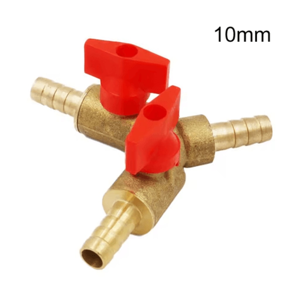 3Way Brass Ball Valve Hose Barb Connector For Fuel Water Air Lines 2
