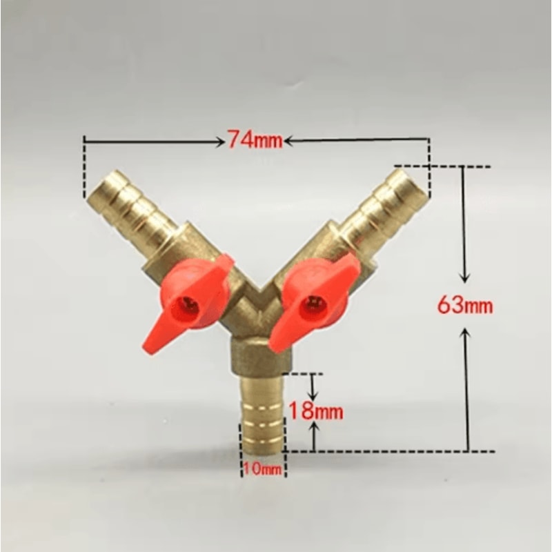 3Way Brass Ball Valve Hose Barb Connector For Fuel Water Air Lines 4