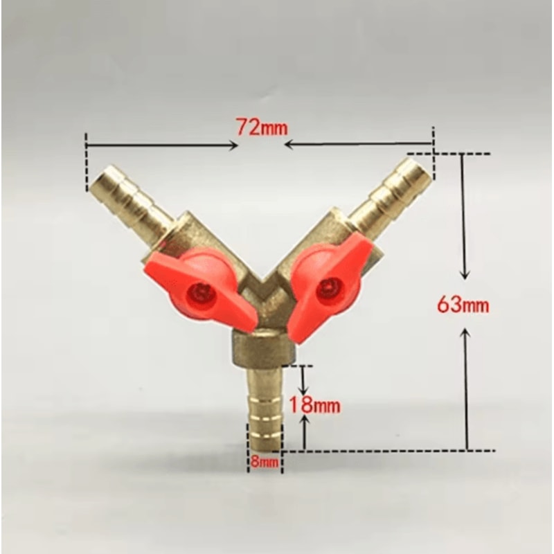 3Way Brass Ball Valve Hose Barb Connector For Fuel Water Air Lines 5
