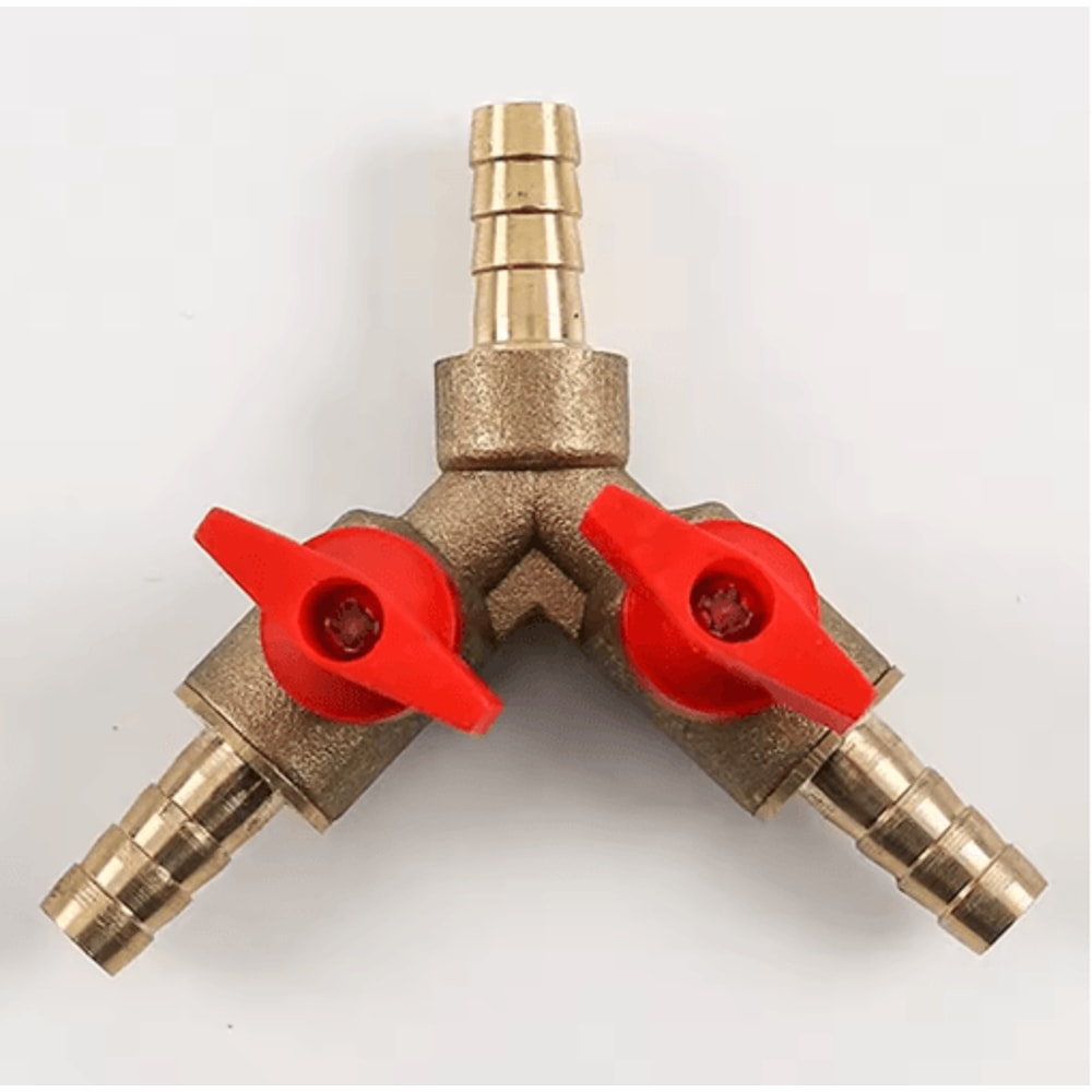 3Way Brass Ball Valve Hose Barb Connector For Fuel Water Air Lines 6