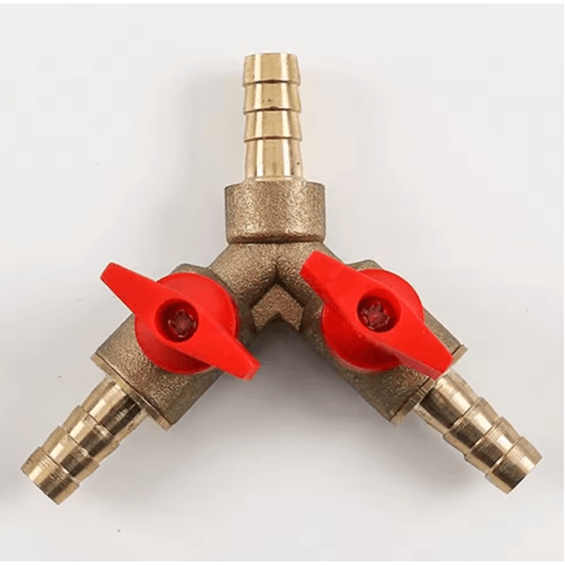 3Way Brass Ball Valve Hose Barb Connector For Fuel Water Air Lines 6