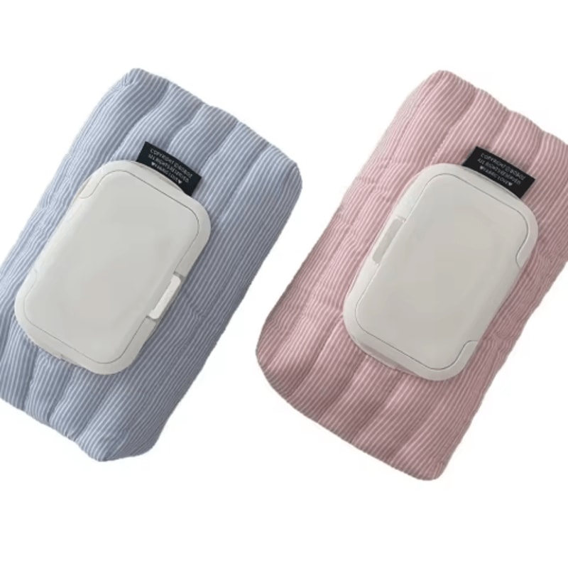 Striped Quilted Wet Wipe Pouch For Portable Tissue Storage Home Organization 0
