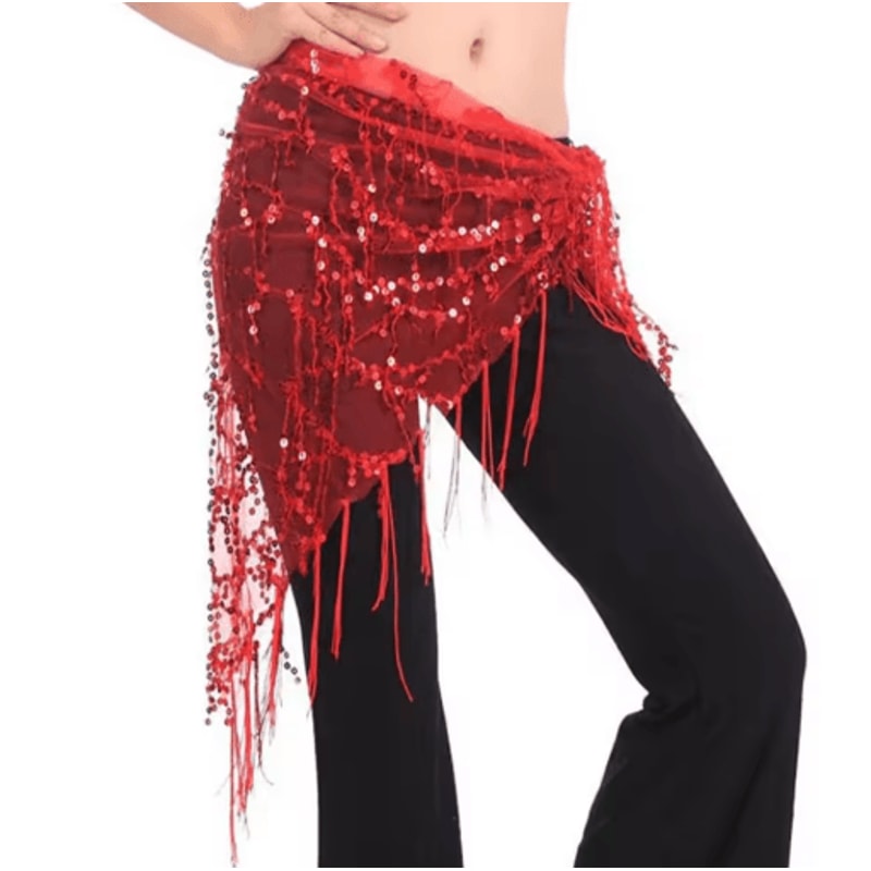 Sequin Tassel Belly Dance Hip Scarf For Womens Dance Costumes 1