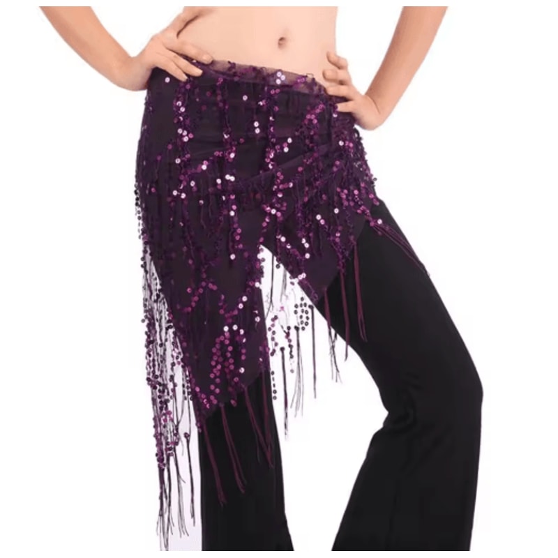 Sequin Tassel Belly Dance Hip Scarf For Womens Dance Costumes 6