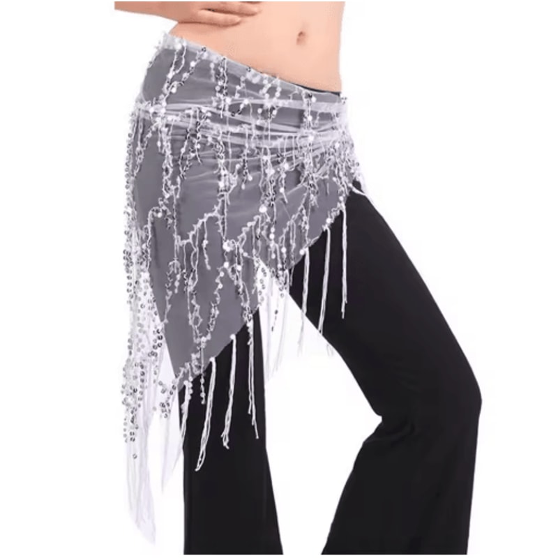 Sequin Tassel Belly Dance Hip Scarf For Womens Dance Costumes 8
