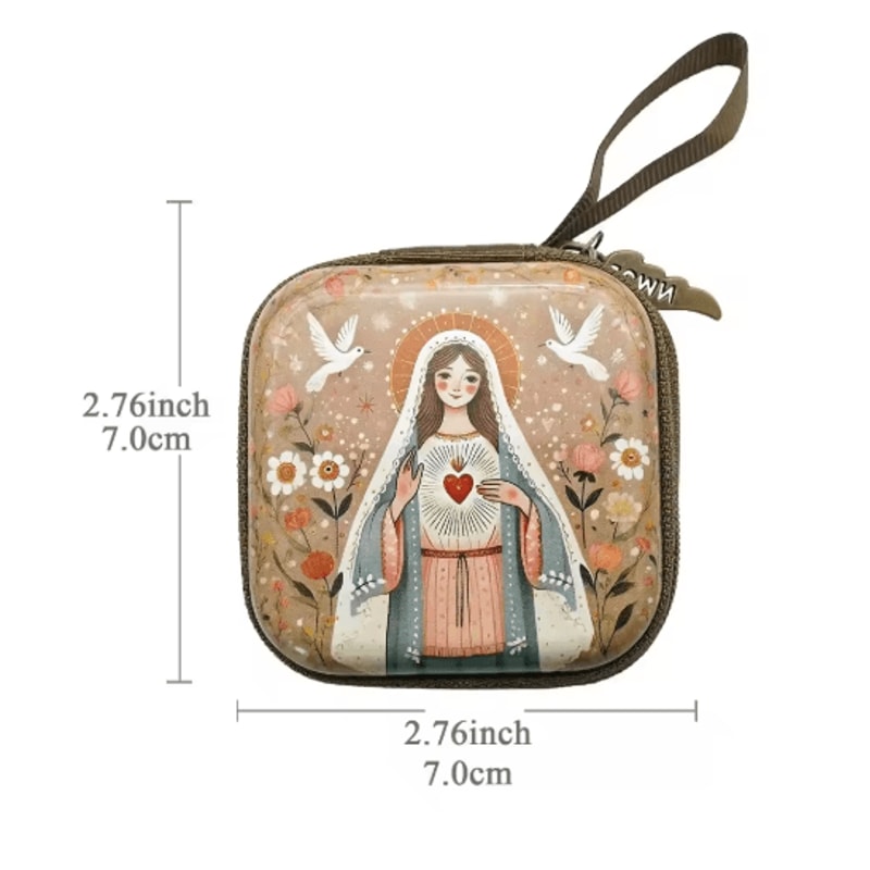 Portable Virgin Mary Rosary Storage Case For Prayer Jewelry Organization 2