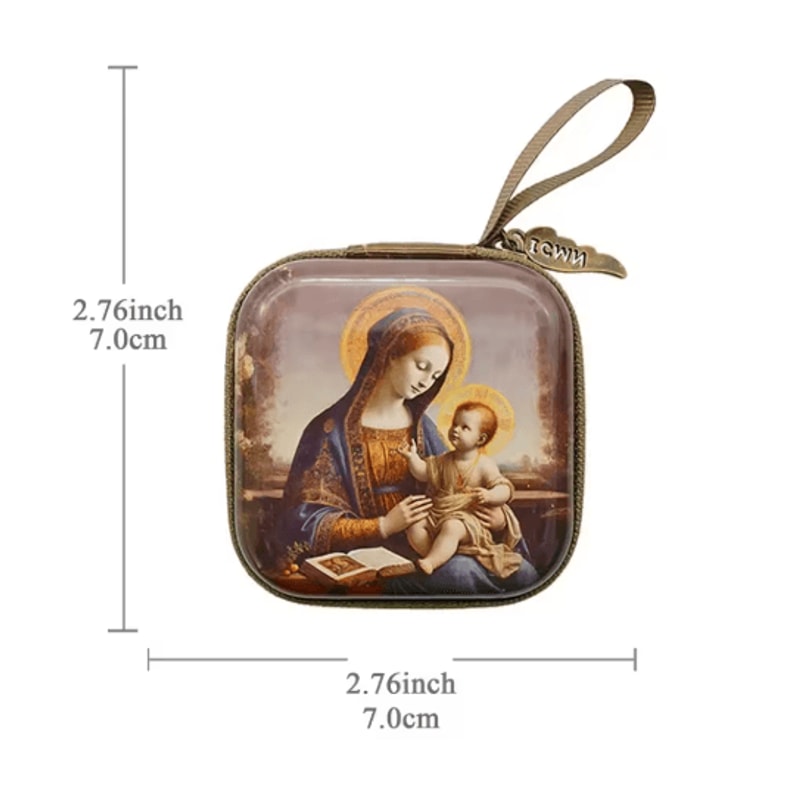 Portable Virgin Mary Rosary Storage Case For Prayer Jewelry Organization 6