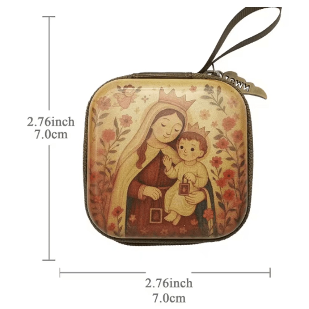 Portable Virgin Mary Rosary Storage Case For Prayer Jewelry Organization 17
