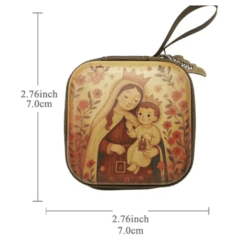 Portable Virgin Mary Rosary Storage Case For Prayer Jewelry Organization 17