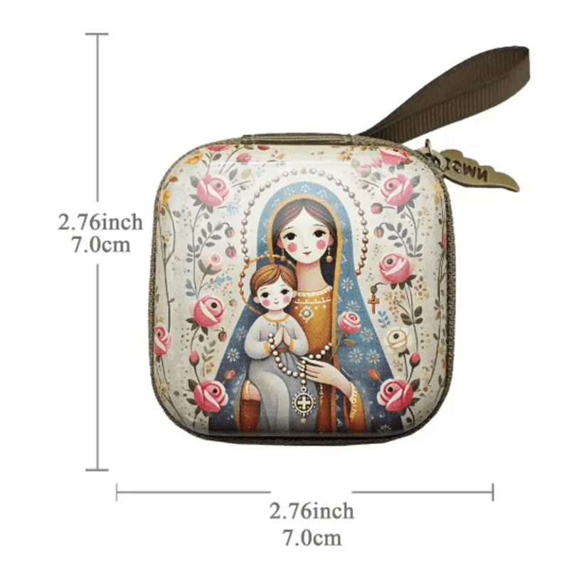 Portable Virgin Mary Rosary Storage Case For Prayer Jewelry Organization 18